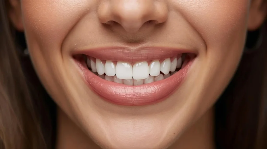 Woman smiling with straight teeth after Invisalign treatment - BP Smiles Orthodontics Queens